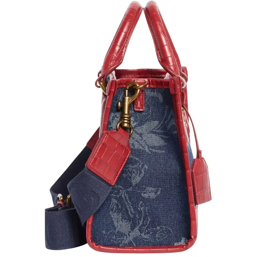 Kurt Geiger London Small Chiswick Croc Embossed Trim Denim Tote